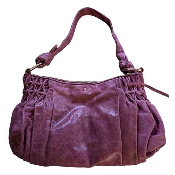 Elliot Lucca Purple Leather Handbag Shoulder Purse - Picture 1 of 9